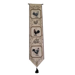 Rooster Bell Pull Wall Tapestry Country‎ Farmhouse USA Leghorn Maran Needlepoint